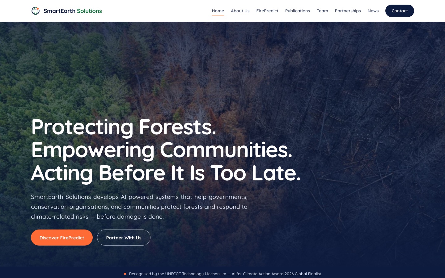 The SmartEarth Solutions website: Protecting forests, empowering communities